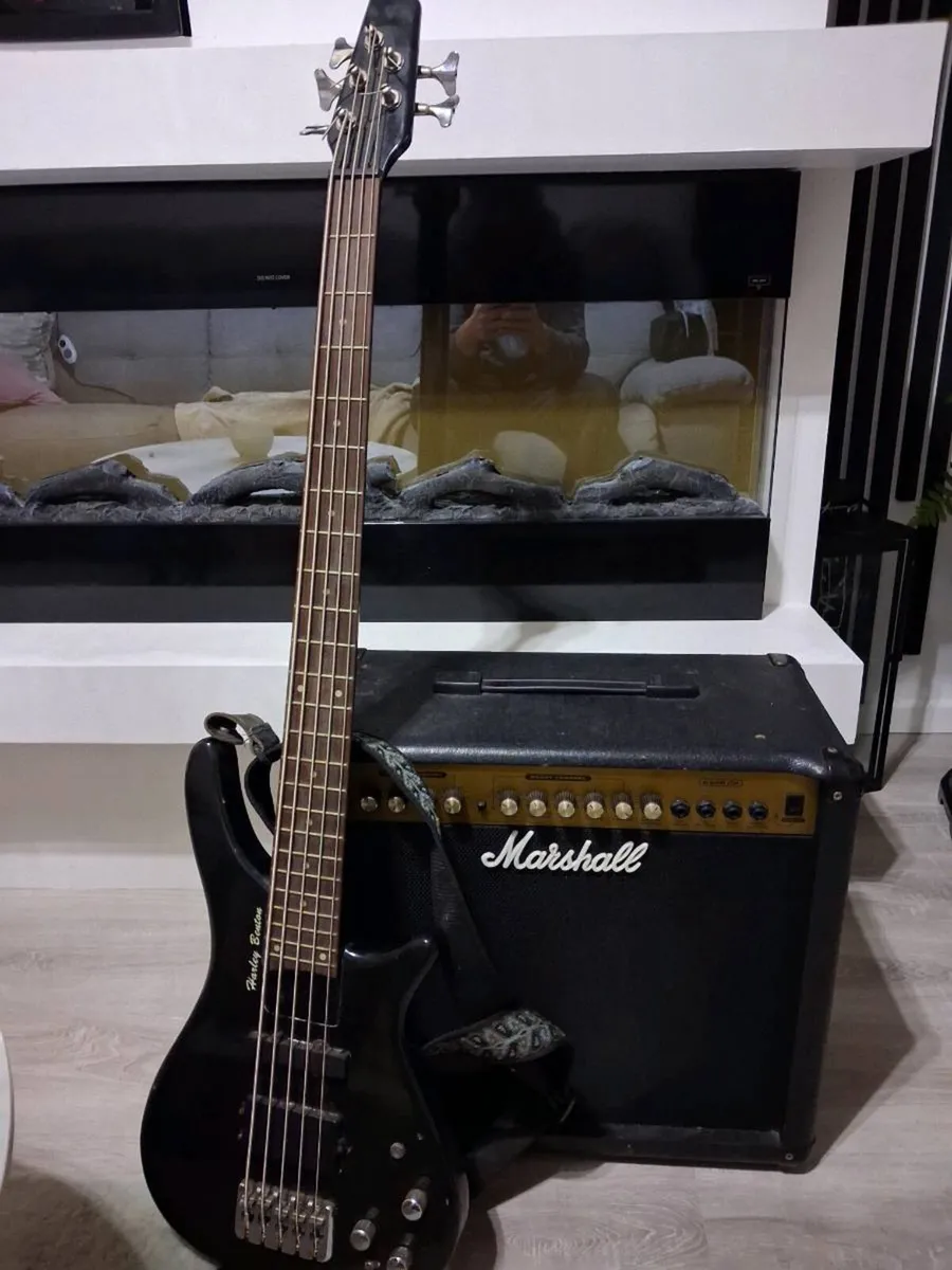 Harley Benton guitar and Marshall amplifer - Image 1