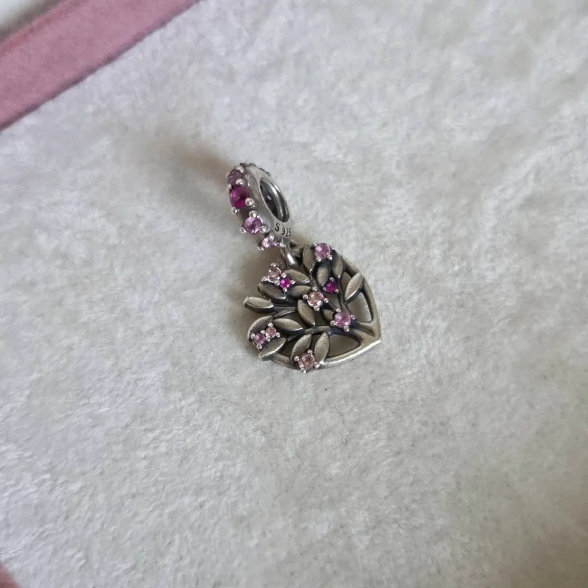 Pandora pink heart family Tree Dangle Charm - Image 3