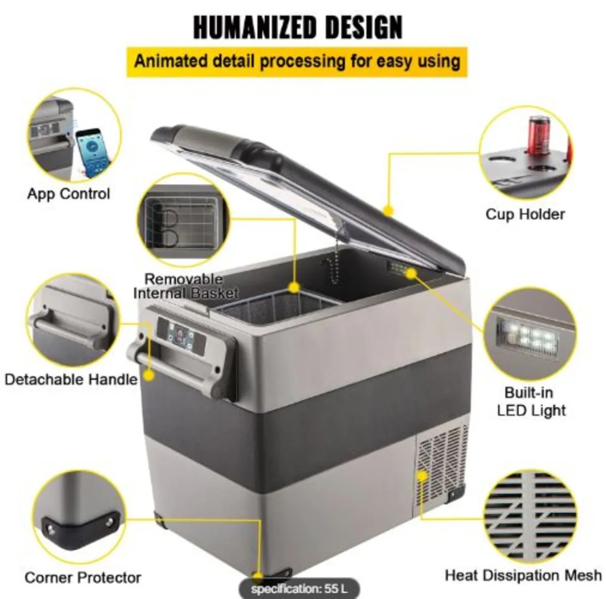 Car Refrigerator 55L Compressor Portable Small - Image 4