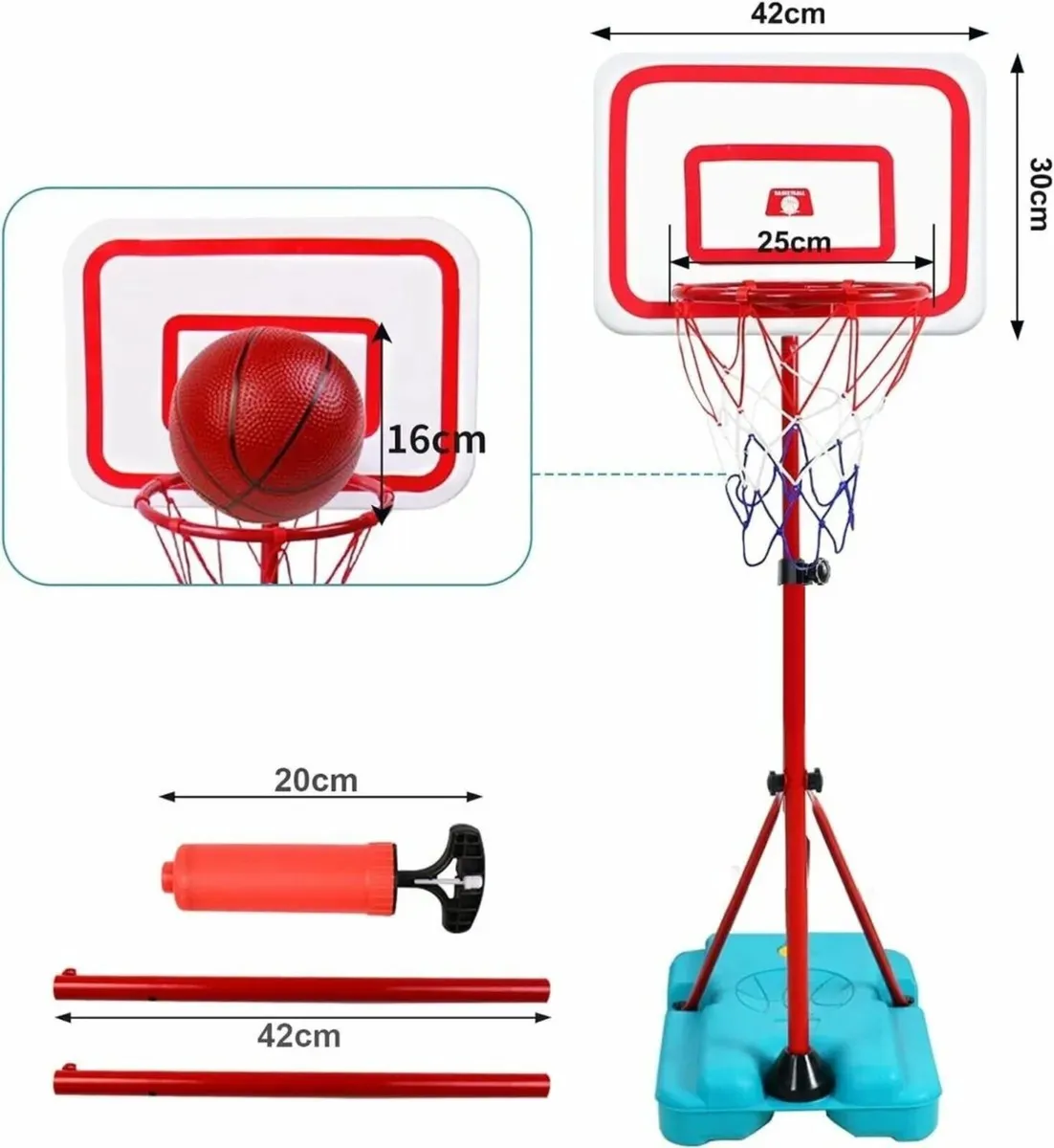190-CM Adjustable Basketball Hoop and Stand - Image 2