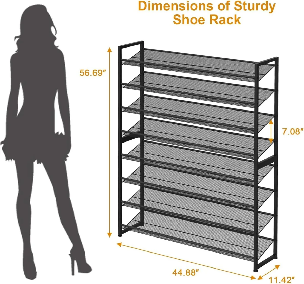 Large Shoe Rack 8 Tier Organizer Heavy Duty Metal - Image 3
