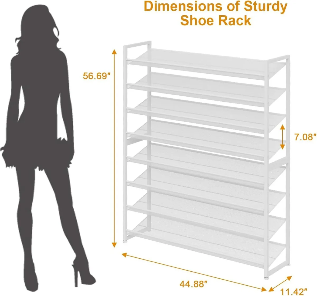 Large Shoe Rack 8 Tier Organizer Heavy Duty Metal - Image 3