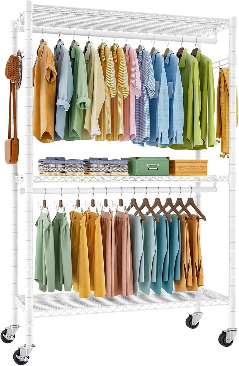 Clothes Rail with Storage Shelves Heavy Duty - Image 1