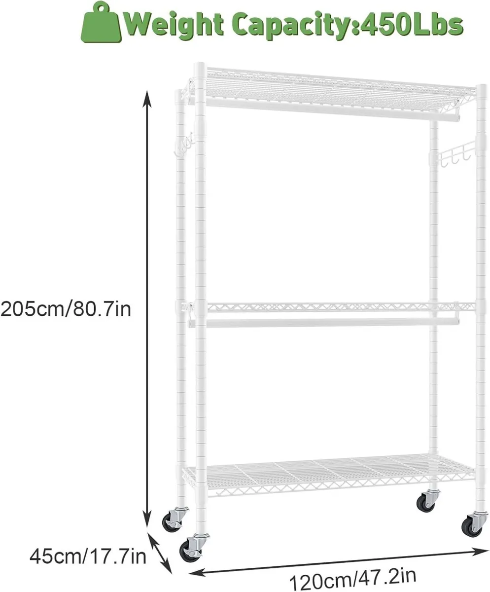 Clothes Rail with Storage Shelves Heavy Duty - Image 2