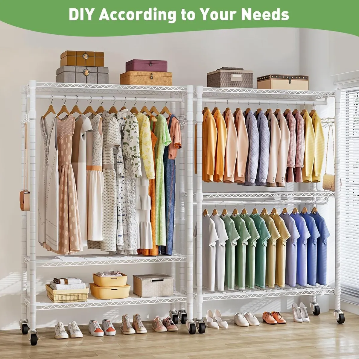 Clothes Rail with Storage Shelves Heavy Duty - Image 3