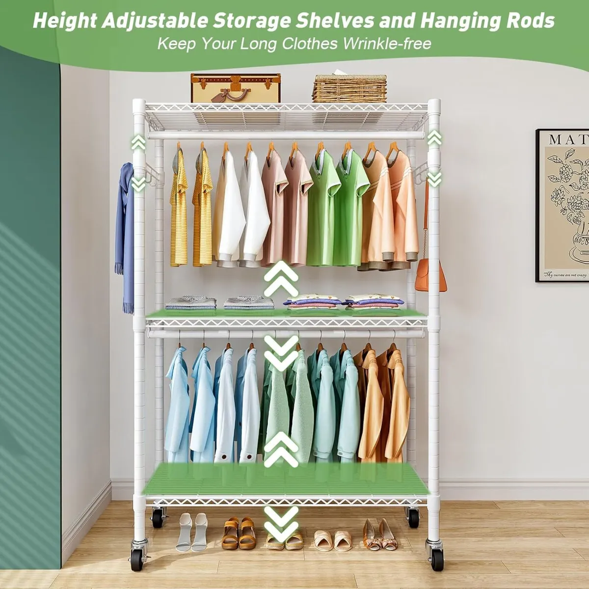 Clothes Rail with Storage Shelves Heavy Duty - Image 4