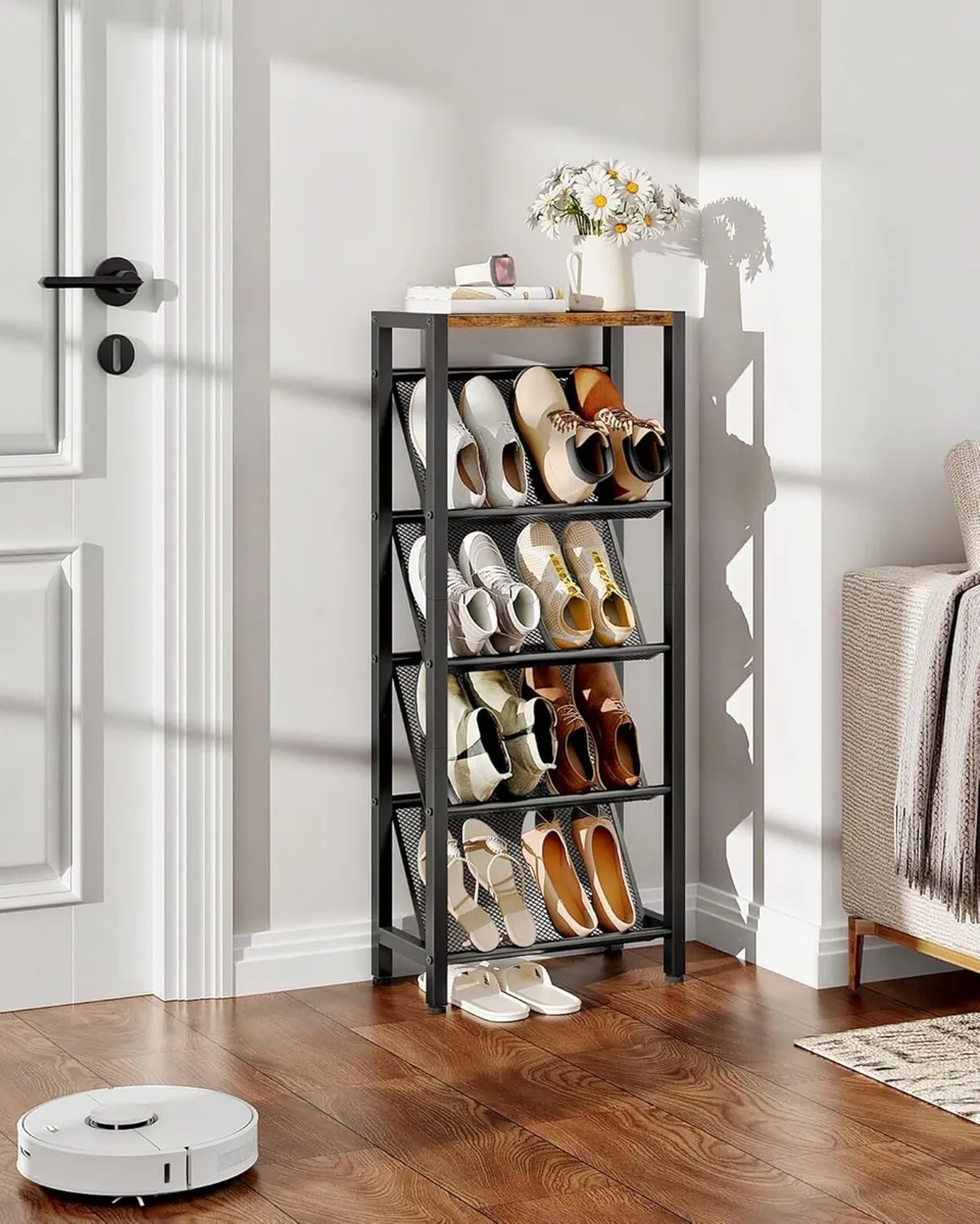 Shoe Rack 5-Tier Organizer Narrow Storage with - Image 2