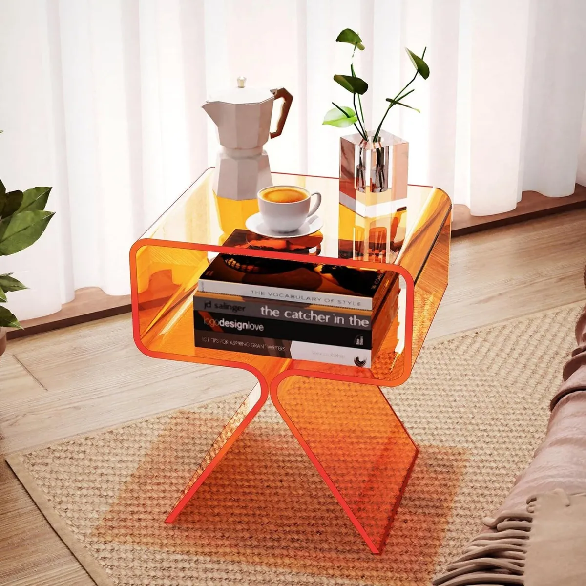 Acrylic Side Table Small Nightstand Bedside for - Image 4