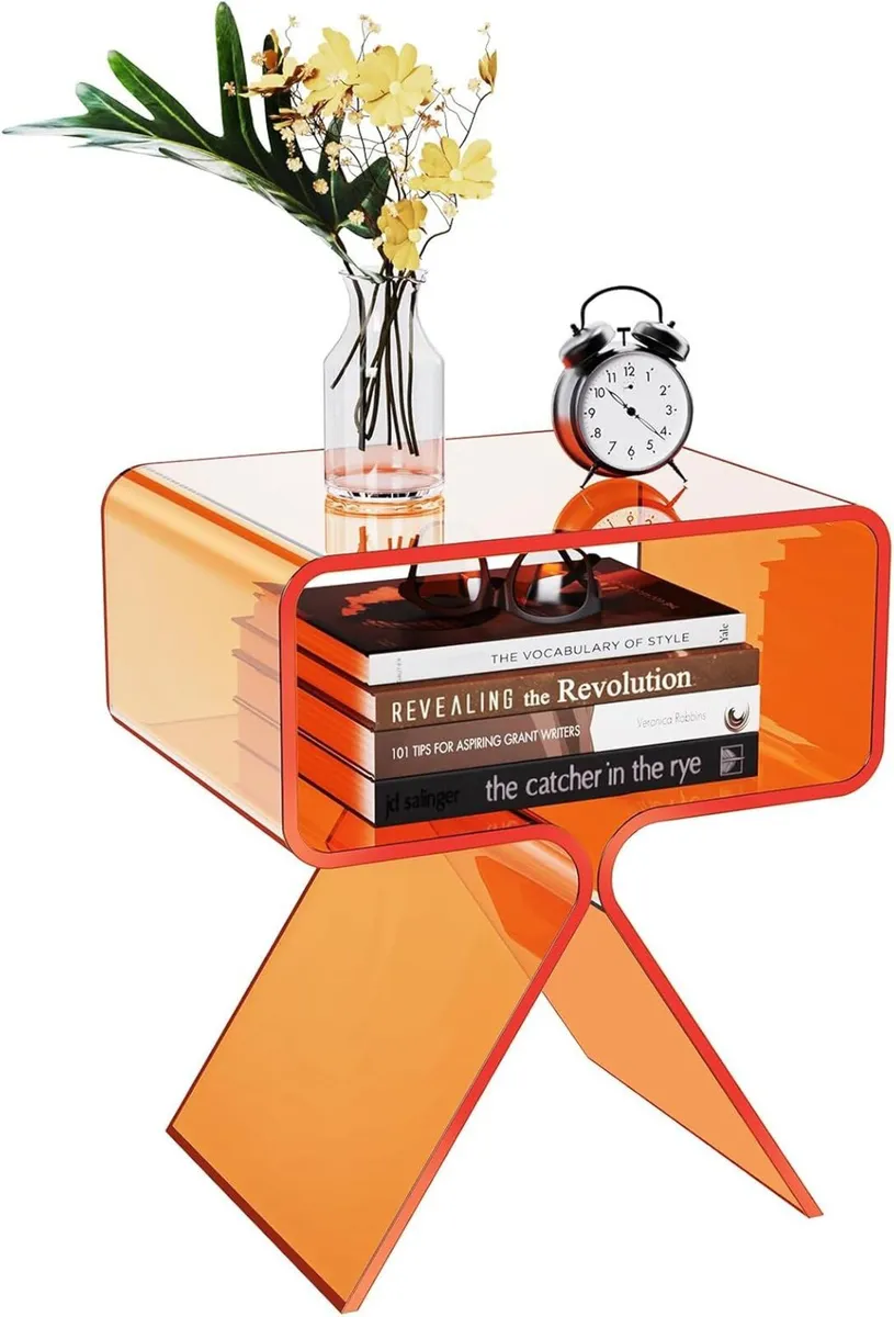 Acrylic Side Table Small Nightstand Bedside for - Image 1