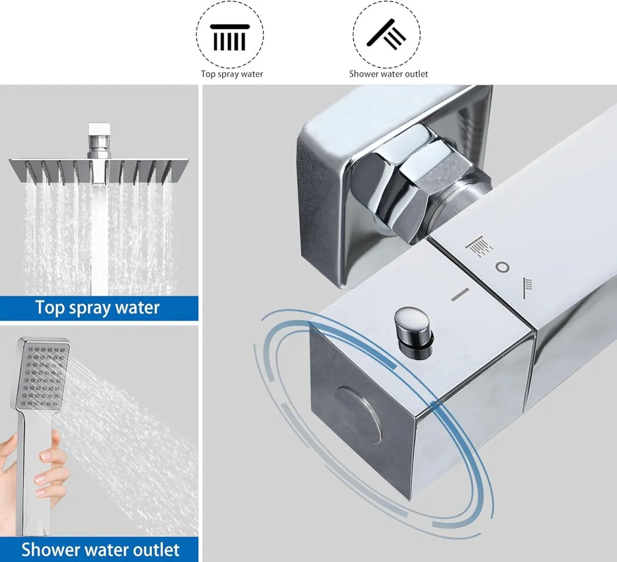 Bathroom Thermostatic Valve Shower Mixer Set - Image 3