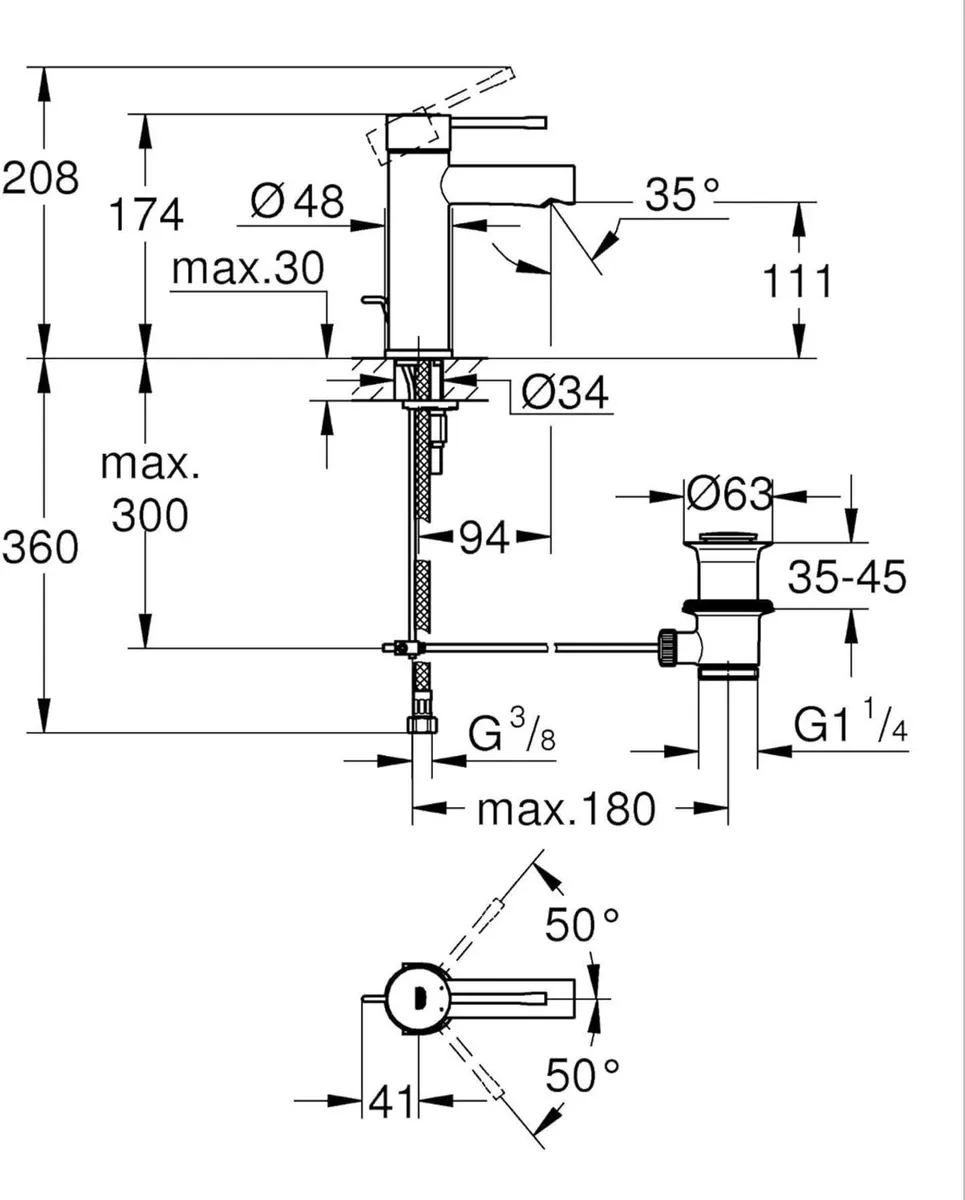 Essence Basin Mixer Tap with Pop-Up Waste Set - Image 3