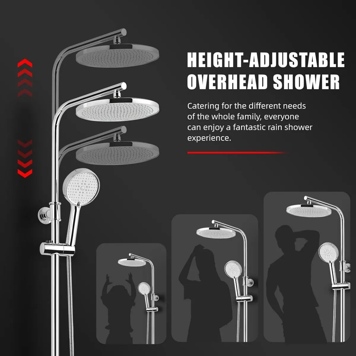 Thermostatic Shower Mixer Set 25cm Round Overhead - Image 3