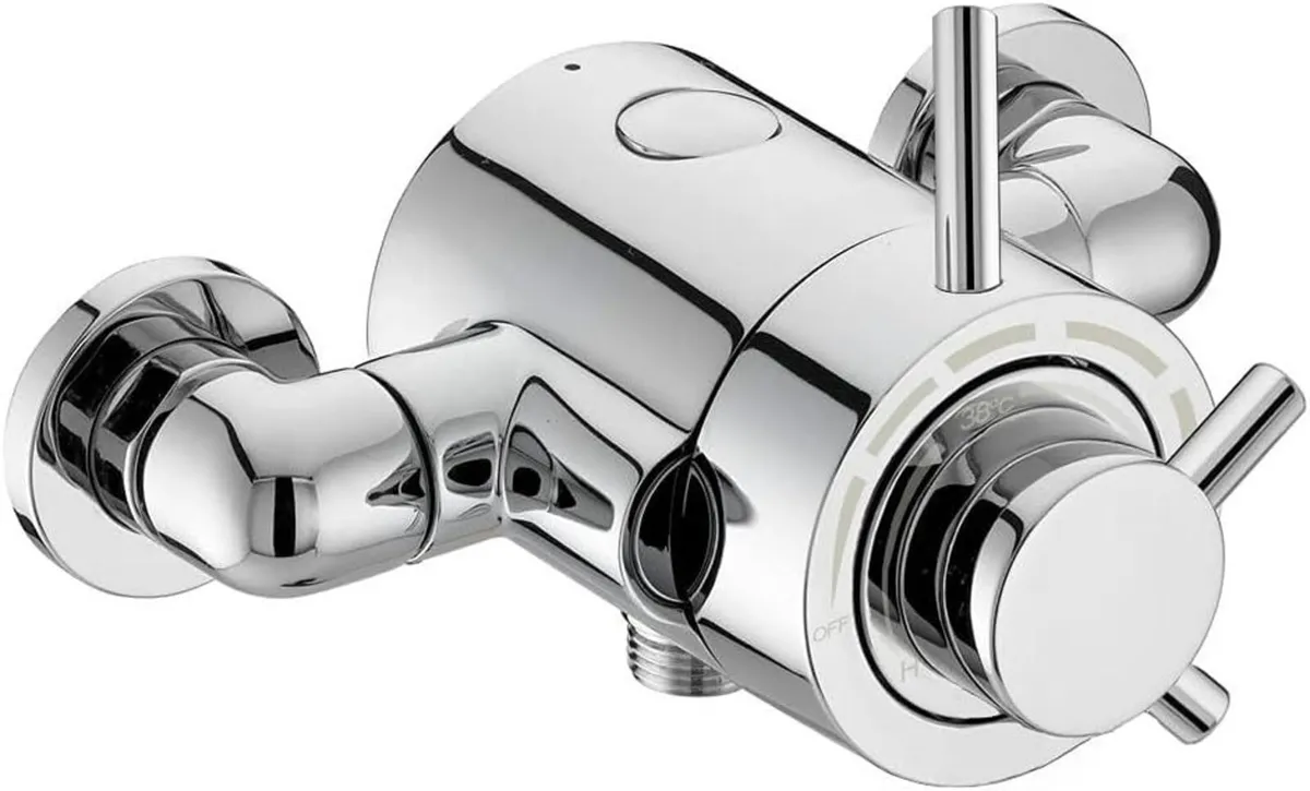 Emso Round Exposed Thermostatic Shower Valve with - Image 1
