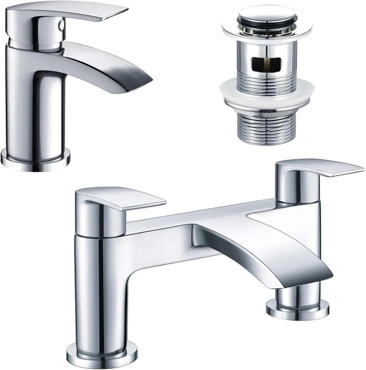 Bath Tap and Basin Mixer Set with Slotted Pop up - Image 1