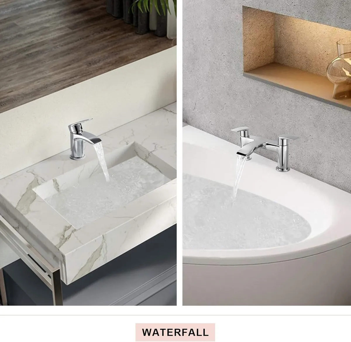 Bath Tap and Basin Mixer Set with Slotted Pop up - Image 3