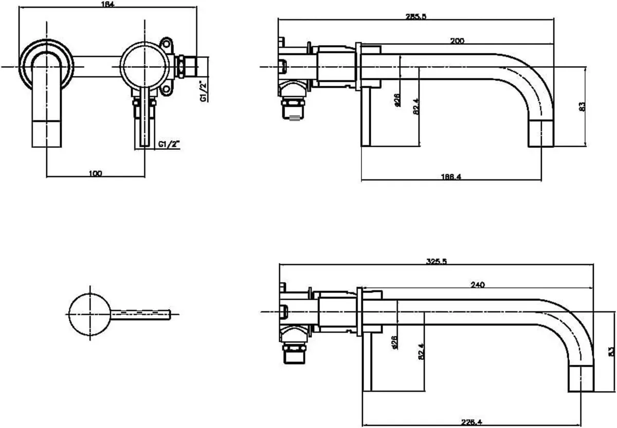 Apres Wall Mounted Basin Mixer or Bath Filler - Image 4