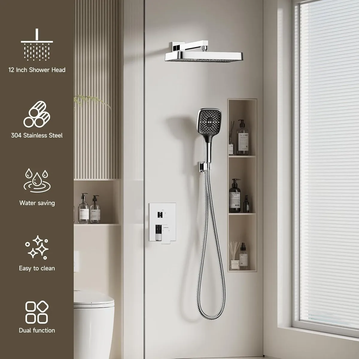 Rainfall Shower Set - 11 Large Waterfall Head - Image 2