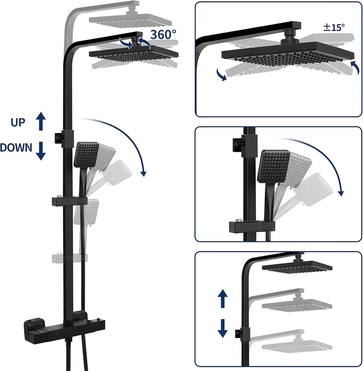 Thermostatic Shower Mixer Set Thermostat Rail - Image 4