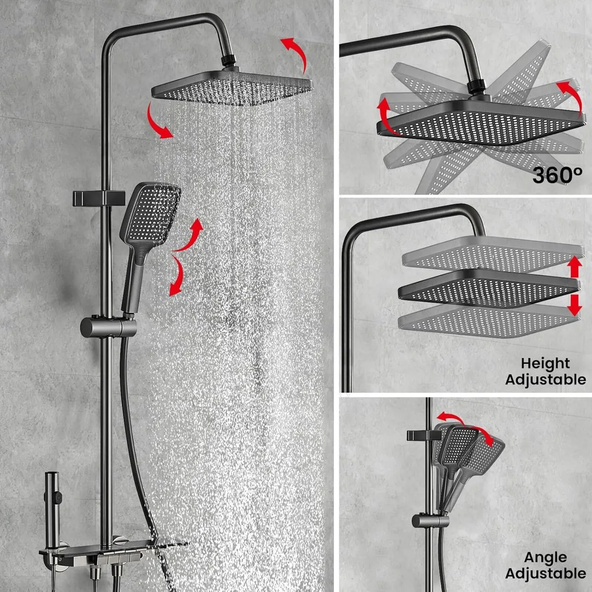 Upgraded Shower Riser Rail Kit Modern Thermostatic - Image 3