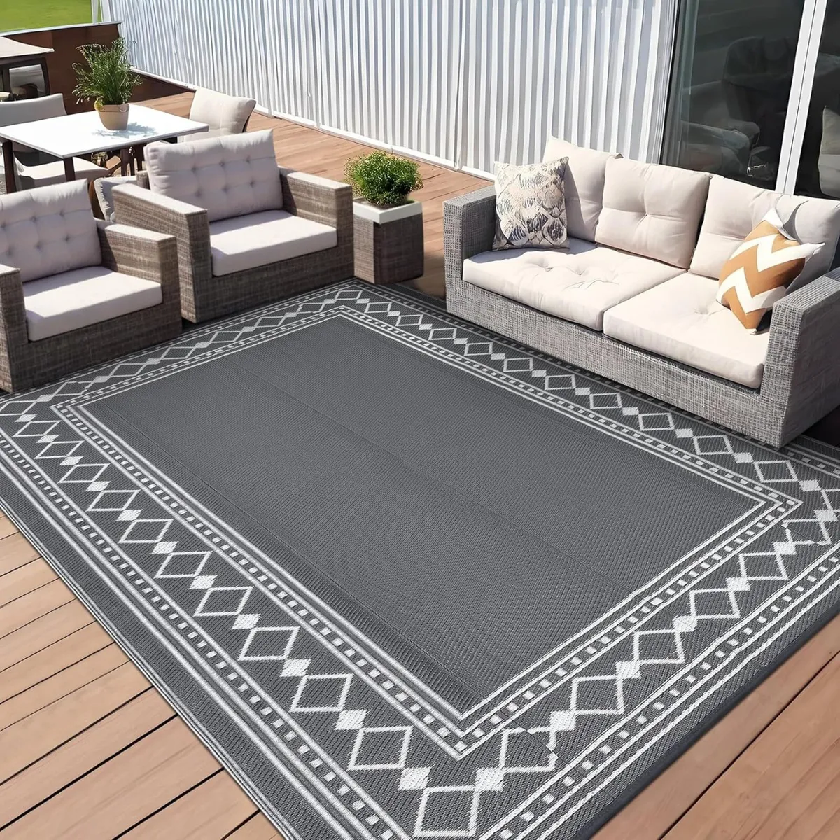 Large Waterproof Outdoor Plastic Straw Rug 270 x - Image 1