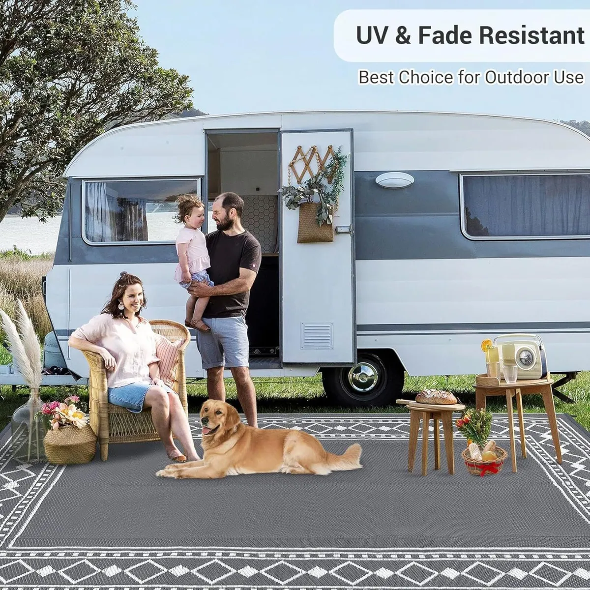 Large Waterproof Outdoor Plastic Straw Rug 270 x - Image 2