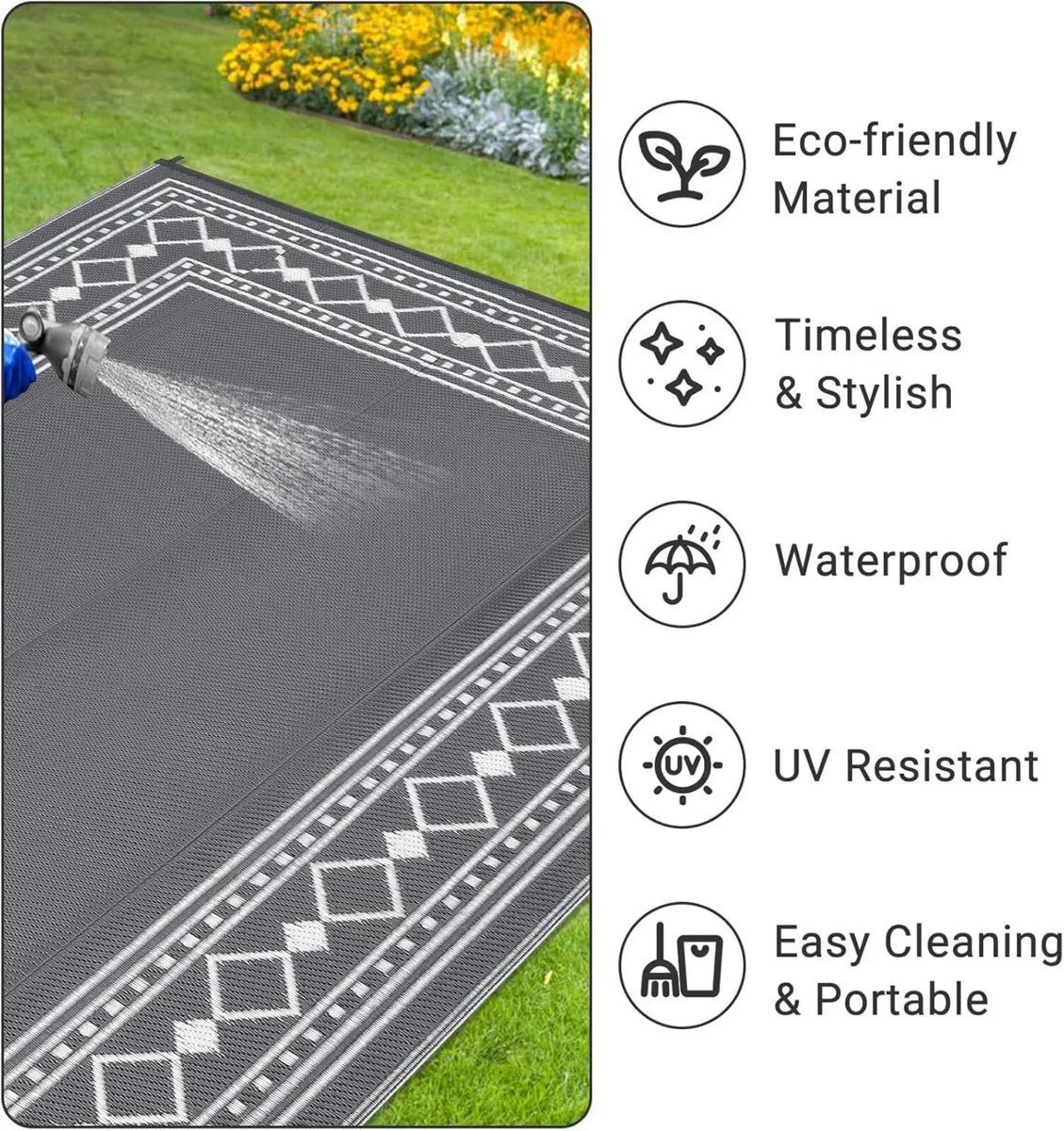 Large Waterproof Outdoor Plastic Straw Rug 270 x - Image 4