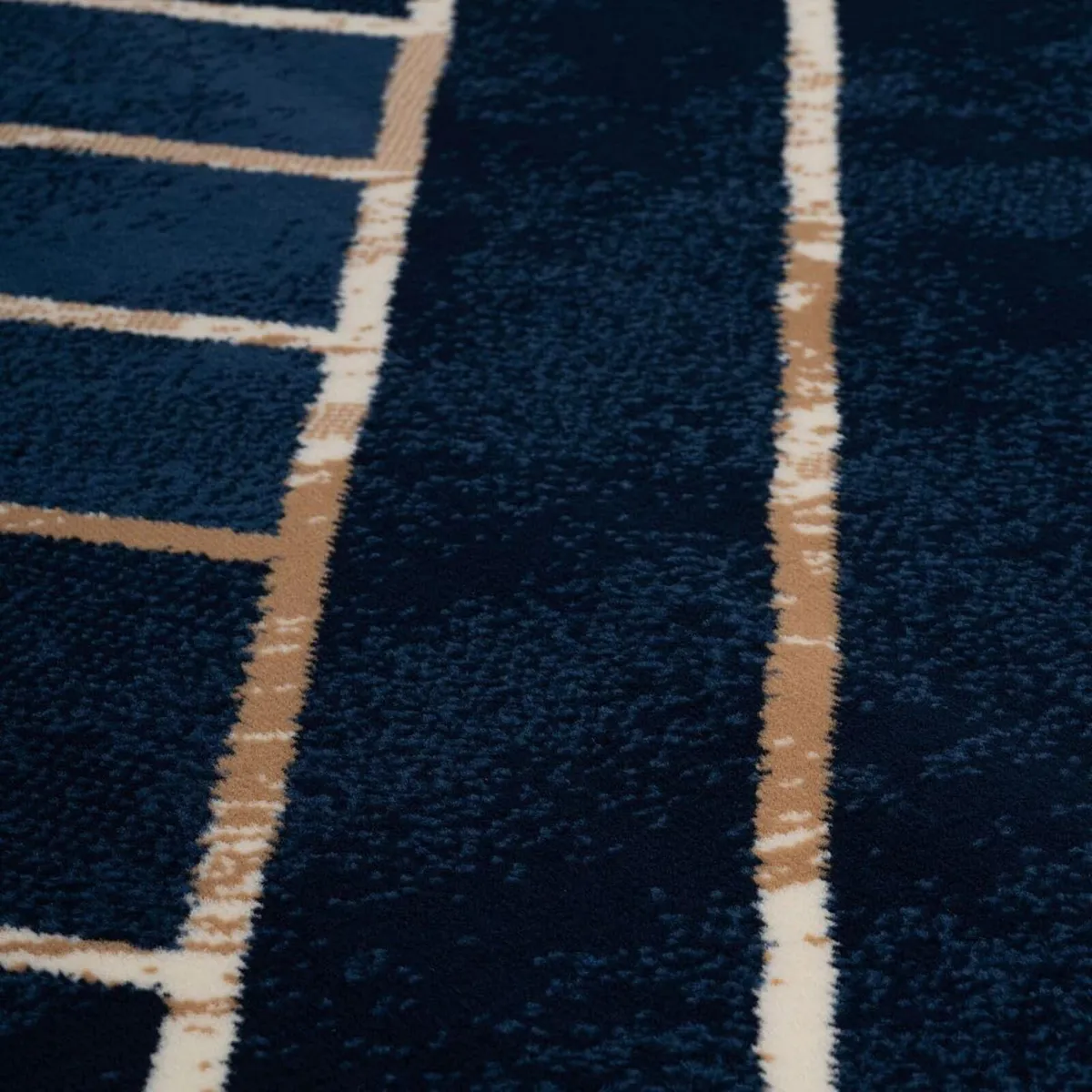 Modern Navy Blue Art Deco Living Room Area Rug - Image 4