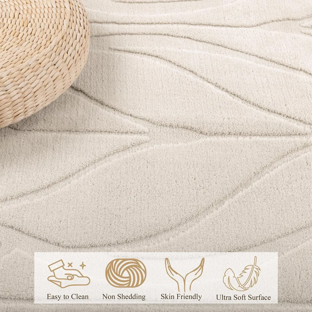 Large Rugs for Living Room Fluffy Short Pile Rug - Image 3