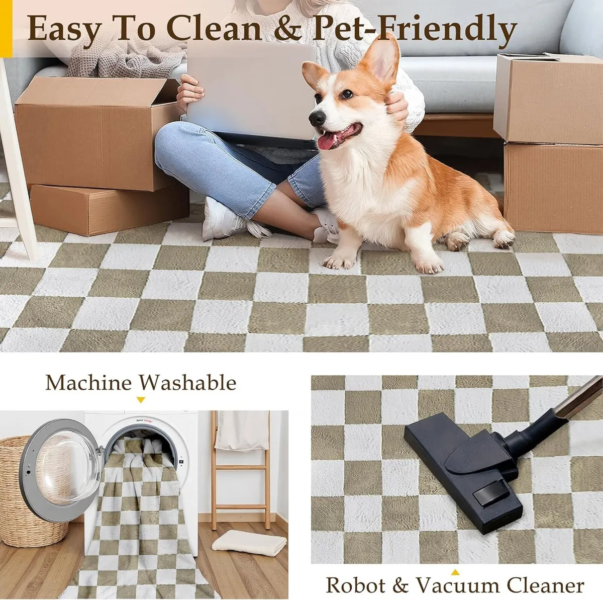 Checkered Rugs Living Room Area Rug 200x300cm - Image 3