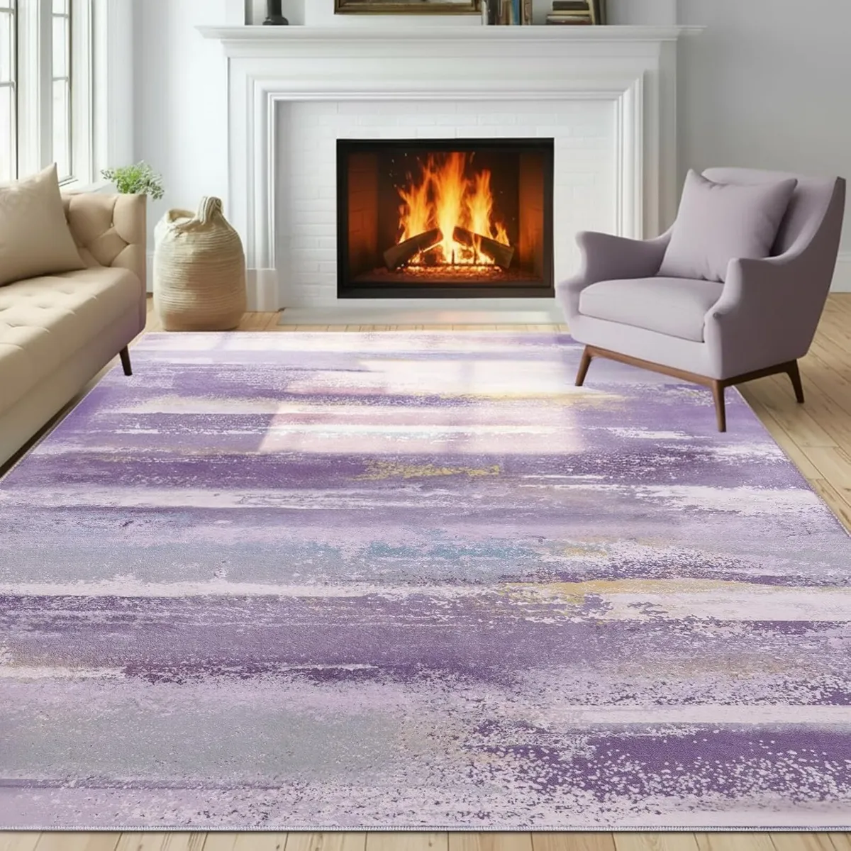 Living Room Rug Abstract Coloured Paintings - Image 2