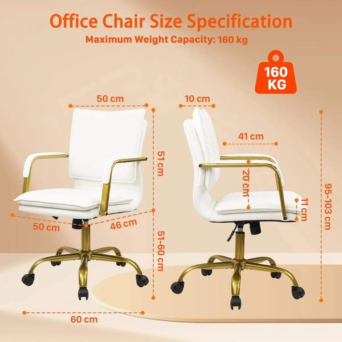 Leather Home Office Chair Adjustable Height - Image 3