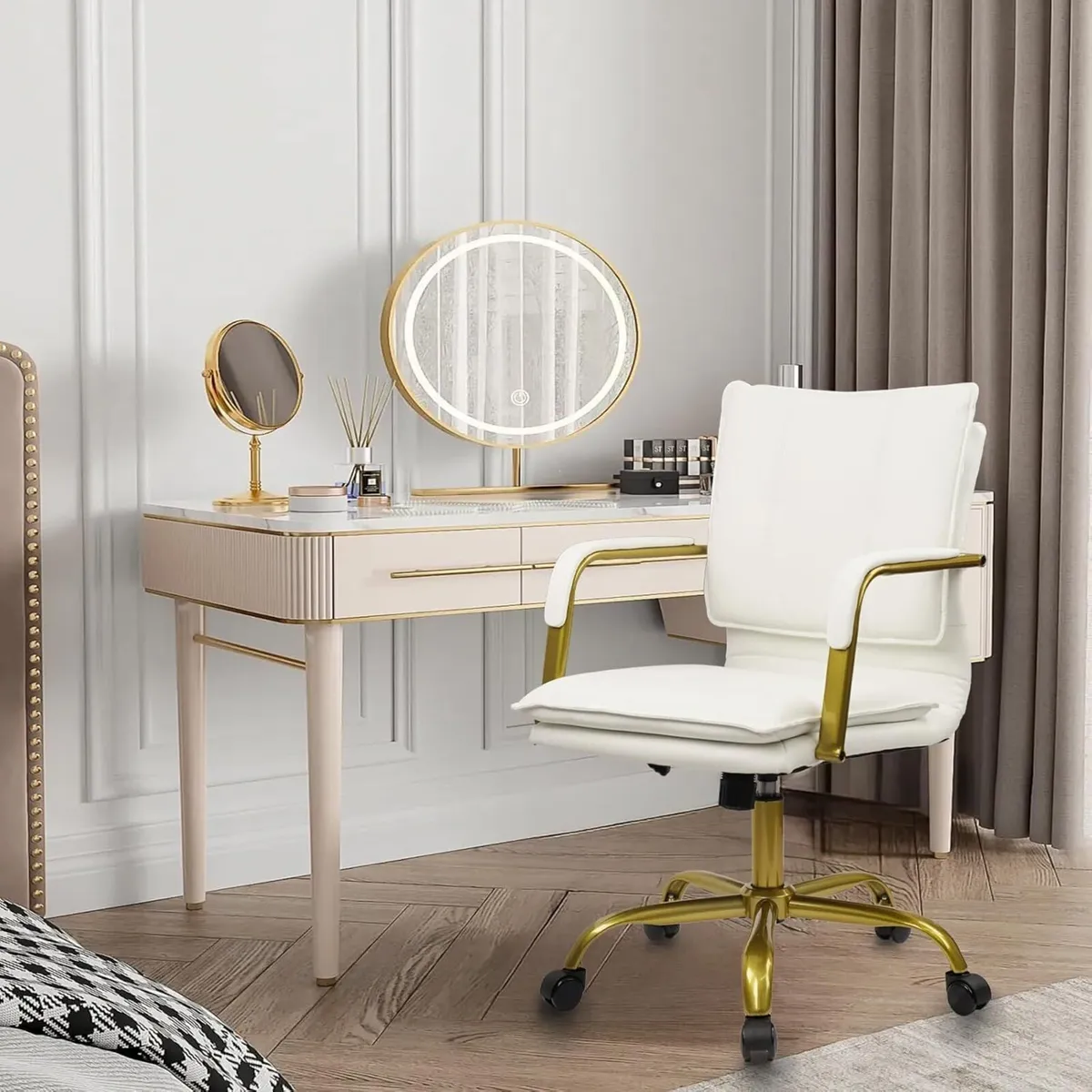 Leather Home Office Chair Adjustable Height - Image 4