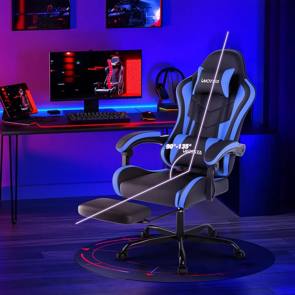 Gaming Chair with Footrest Ergonomic Computer - Image 2