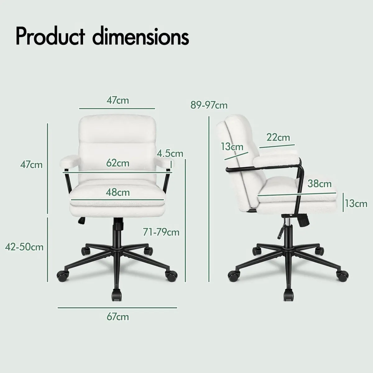 Mid Back Office Chair with Armrests Dual-layer - Image 2