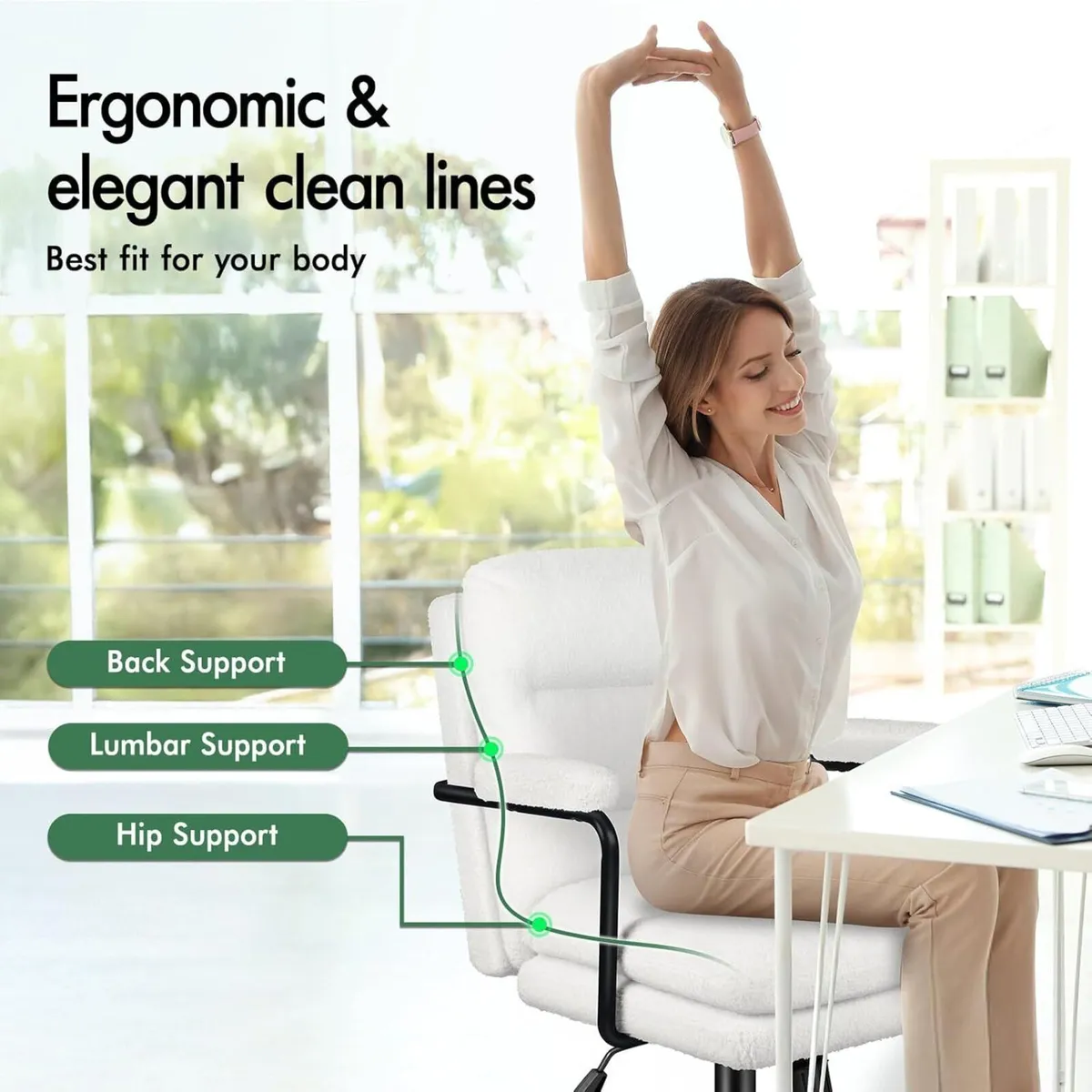 Mid Back Office Chair with Armrests Dual-layer - Image 3