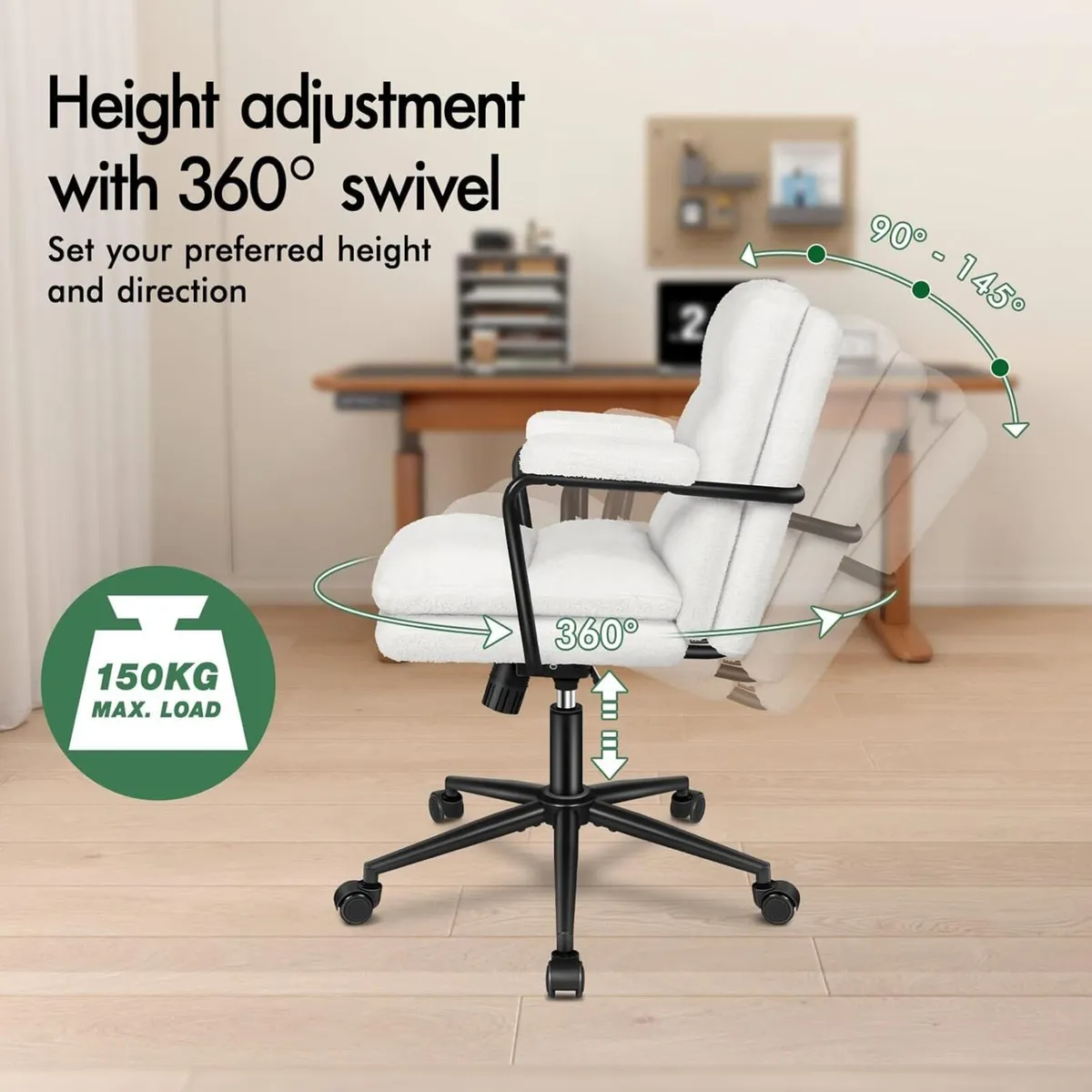 Mid Back Office Chair with Armrests Dual-layer - Image 4