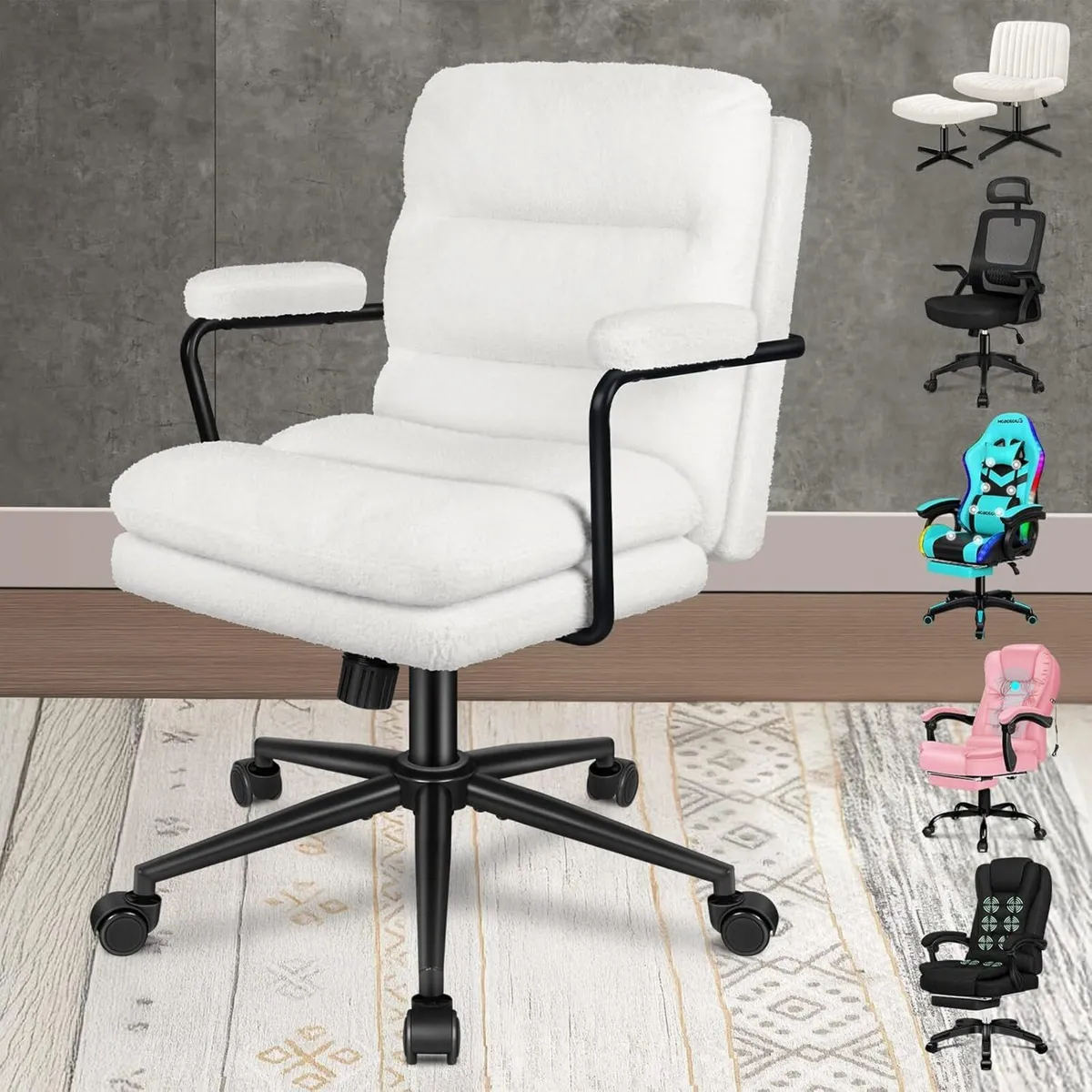Mid Back Office Chair with Armrests Dual-layer - Image 1