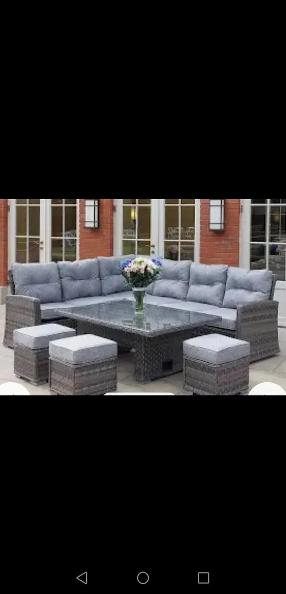 Brand New Dark Grey Rattan Corner Set (Adj.Table) - Image 1