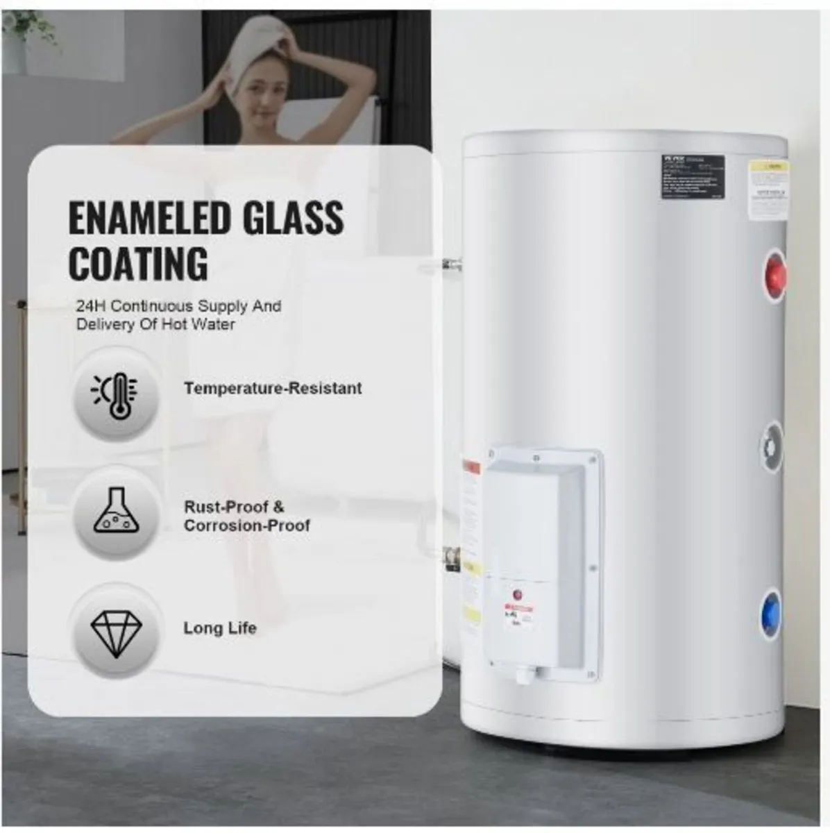 Electric Water Heater, 18 Gallon Tank Instant Hot - Image 4