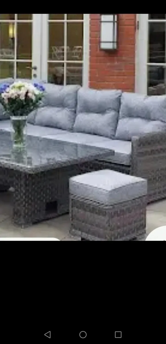 Brand New Dark Grey Rattan Corner Set (Adj.Table) - Image 2