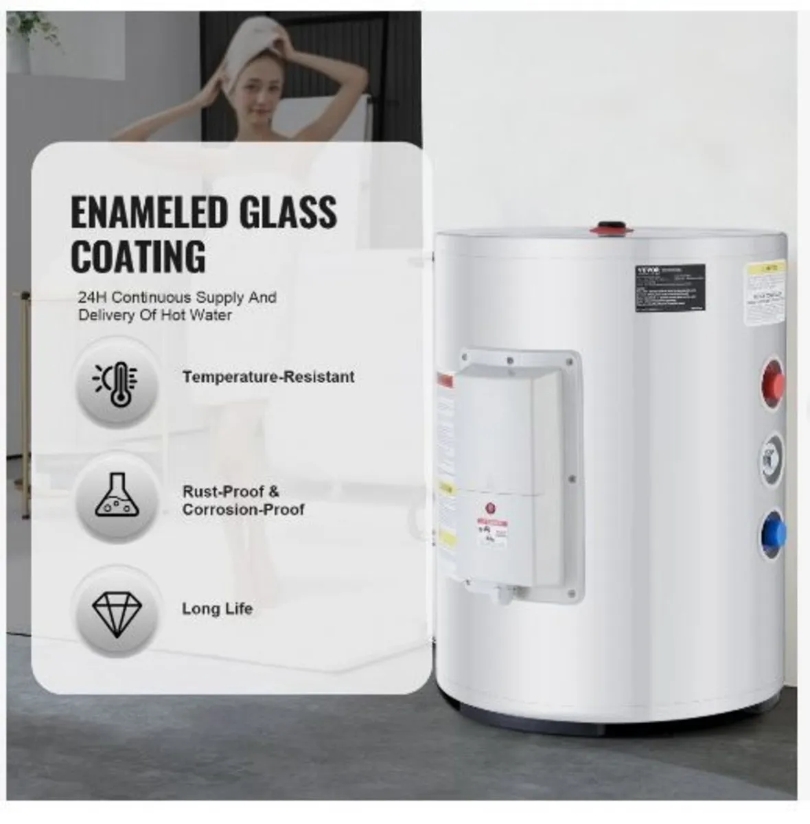 Electric Water Heater, 10 Gallon Tank Instant Hot - Image 4