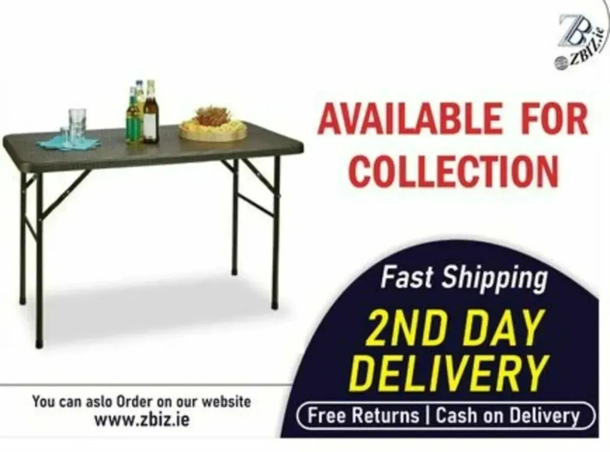 Rattan Style Folding Garden Table Weatherproof - Image 1