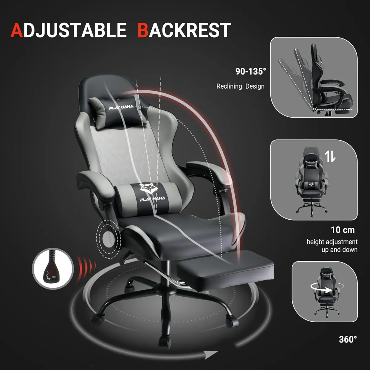 Gaming Chair Ergonomic Reclining Seat With - Image 4