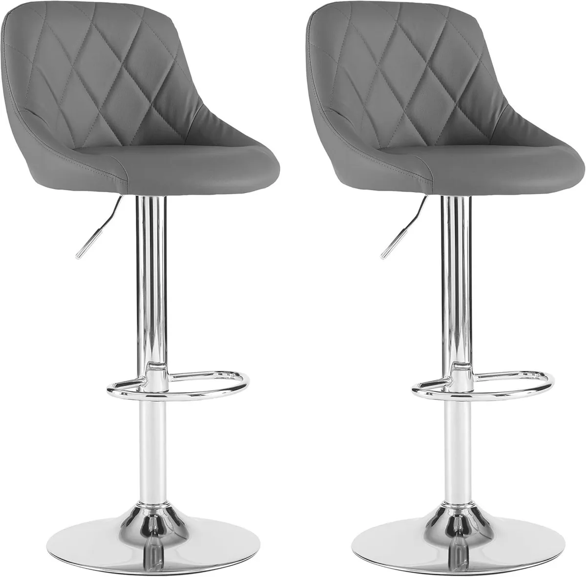 2X Madrid Chrome Gas Lift Swivel Faux Leather - Image 1