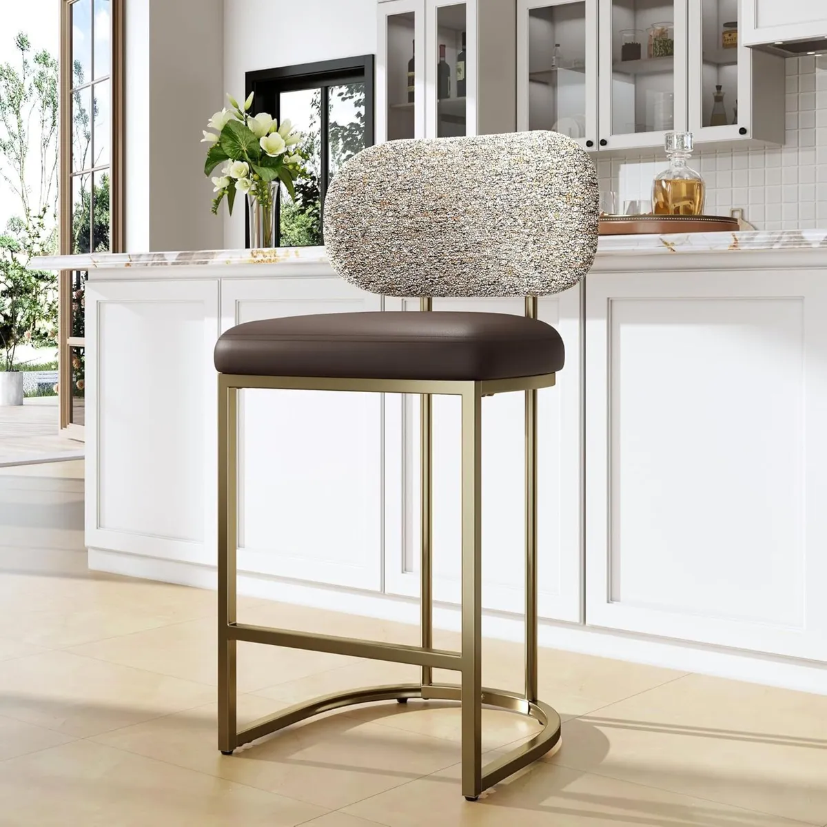 Single Bar Stool with Back Breakfast Stools - Image 1