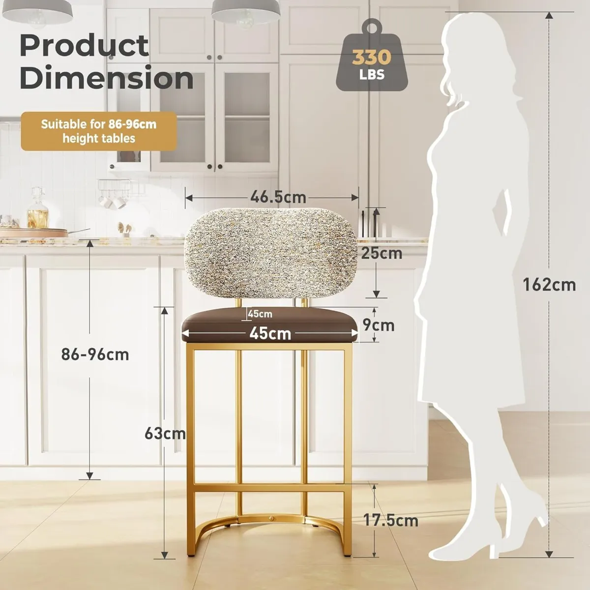 Single Bar Stool with Back Breakfast Stools - Image 2