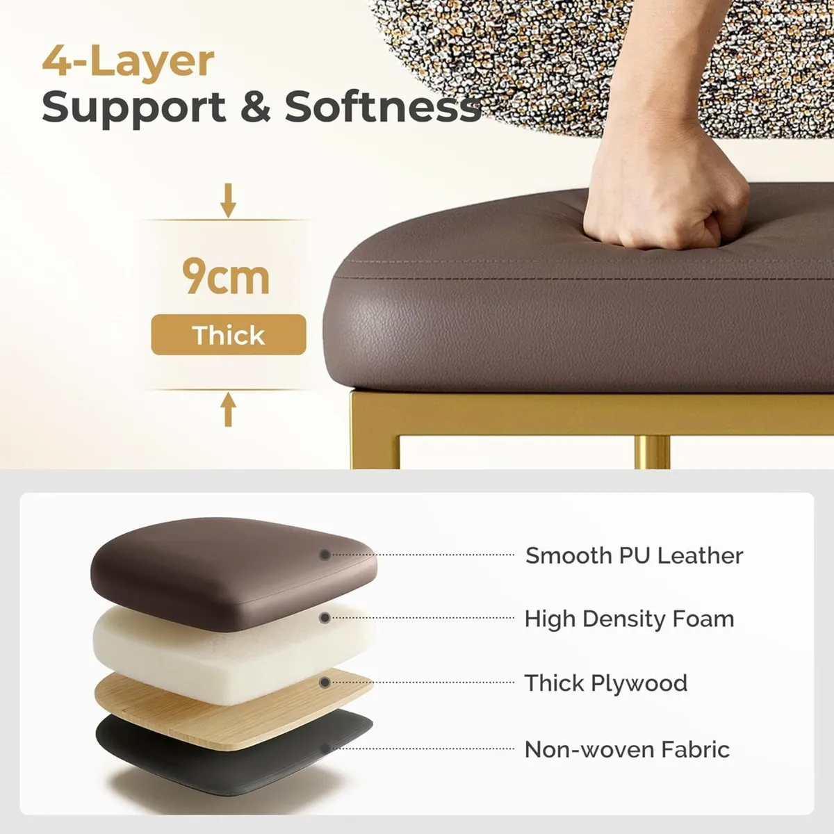 Single Bar Stool with Back Breakfast Stools - Image 4