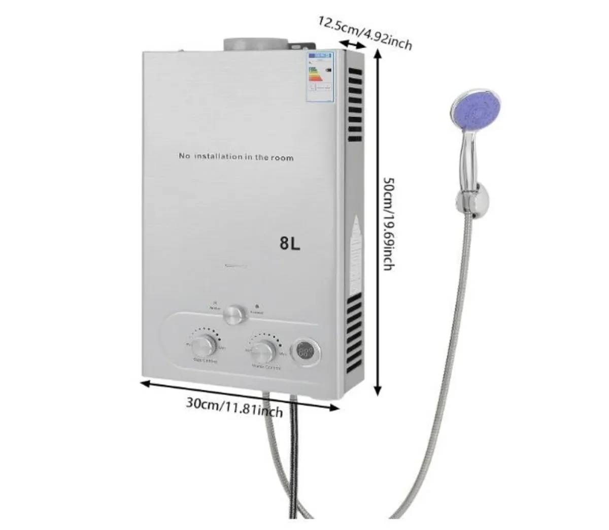 Gas Instantaneous Water Heater 8 L, 18 KW LPG Gas - Image 2