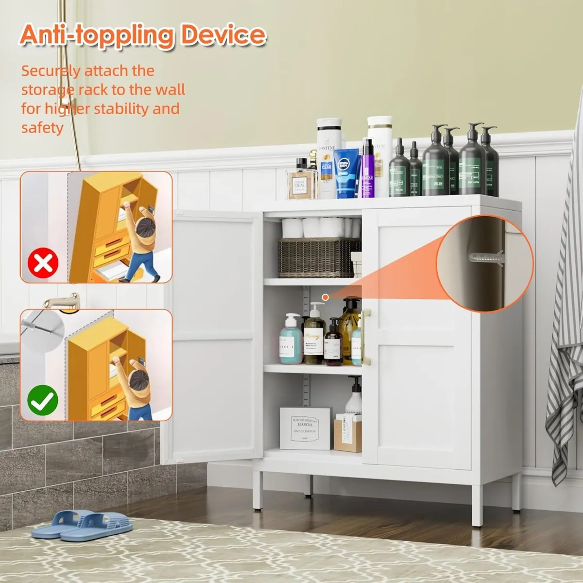 Bathroom Storage Cabinet with 2 Doors and - Image 4