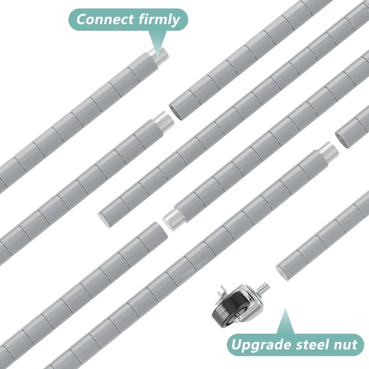 5-Tier Wire Shelving Unit with Wheels 76W x 35D - Image 4